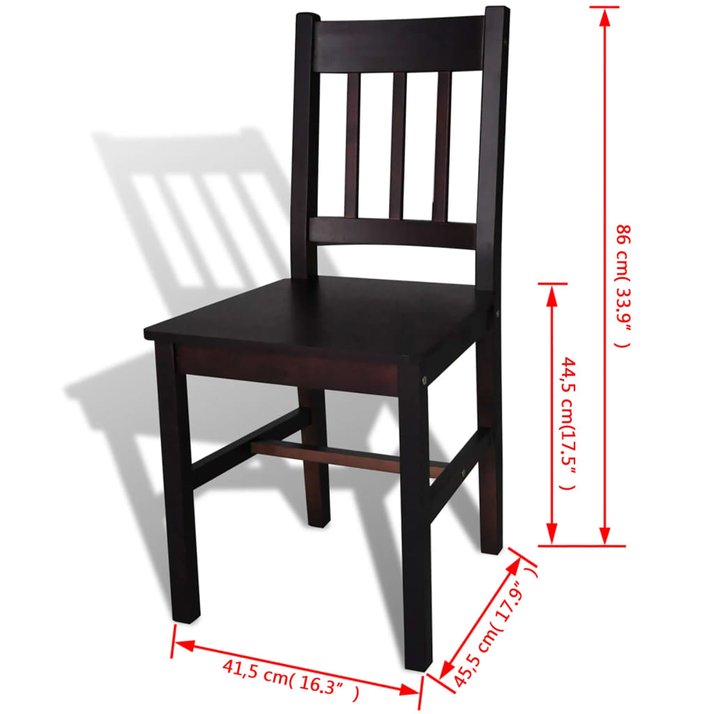 Eetkamerstoelen 4 st grenenhout donkerbruin – afbeelding 5