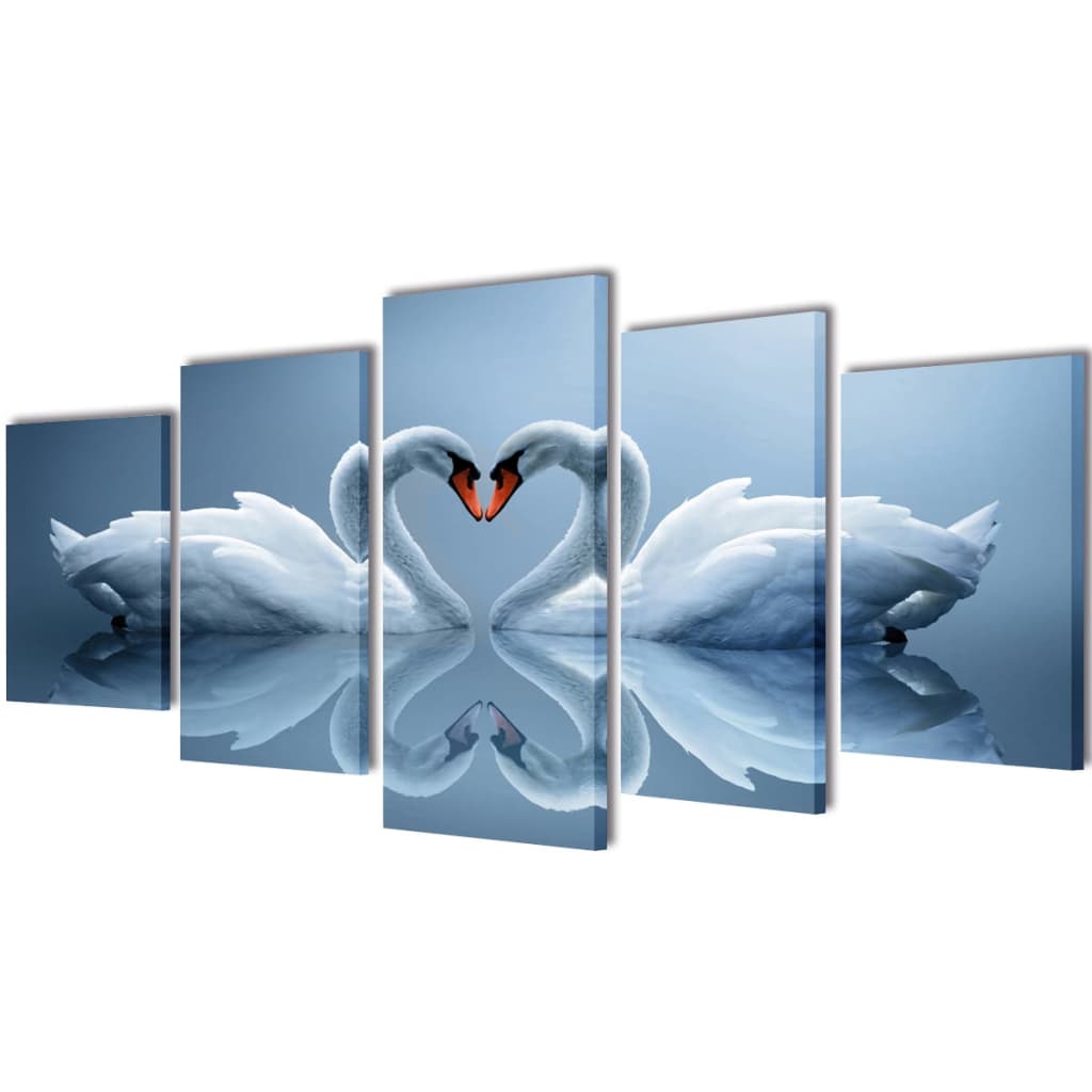 Canvas muurdruk set Zwaan 100 x 50 cm