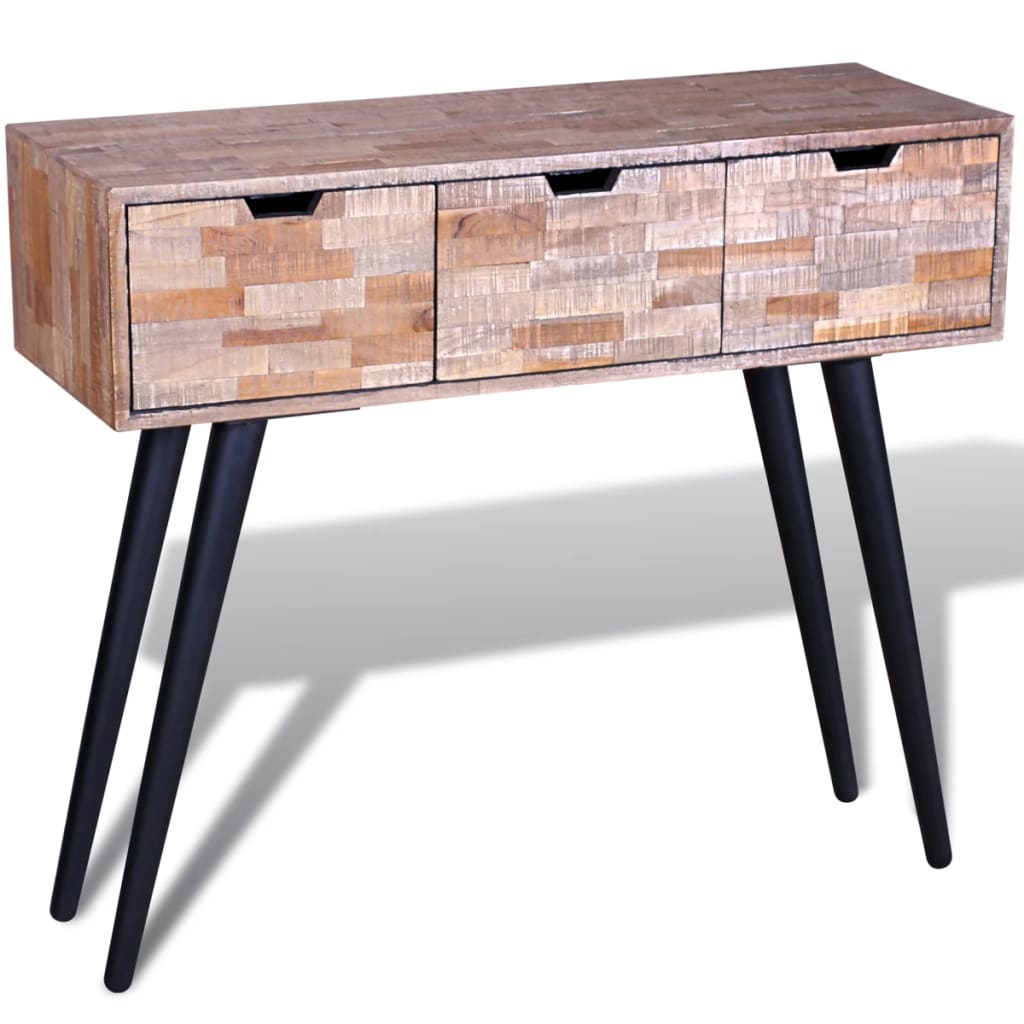 Wandtafel met 3 lades gerecycled teakhout – afbeelding 1