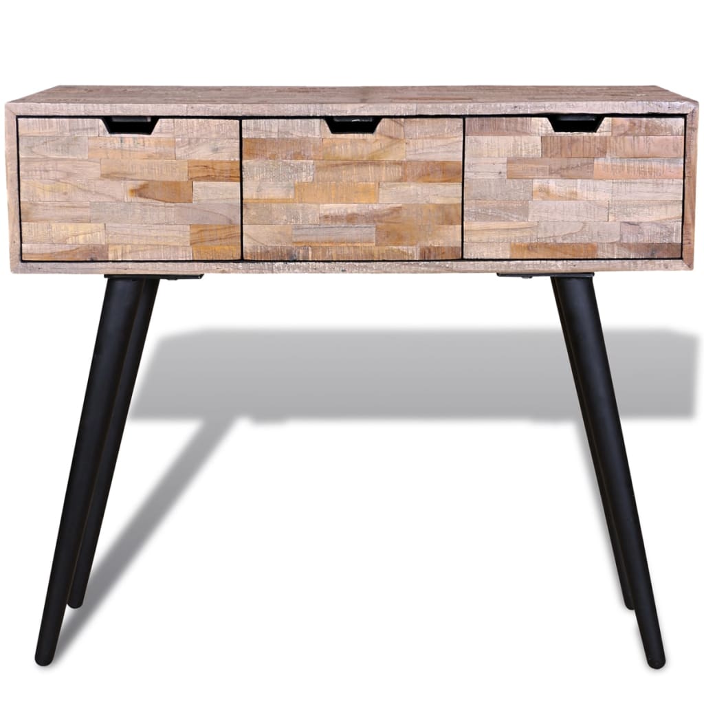 Wandtafel met 3 lades gerecycled teakhout – afbeelding 2