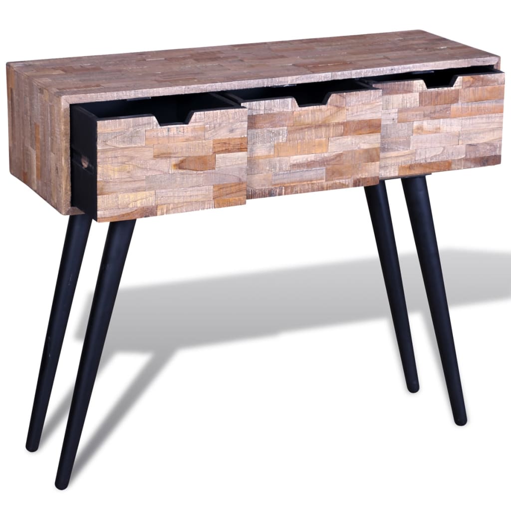 Wandtafel met 3 lades gerecycled teakhout – afbeelding 3