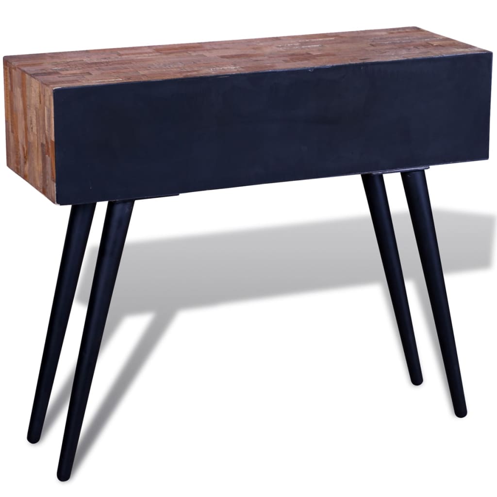 Wandtafel met 3 lades gerecycled teakhout – afbeelding 4