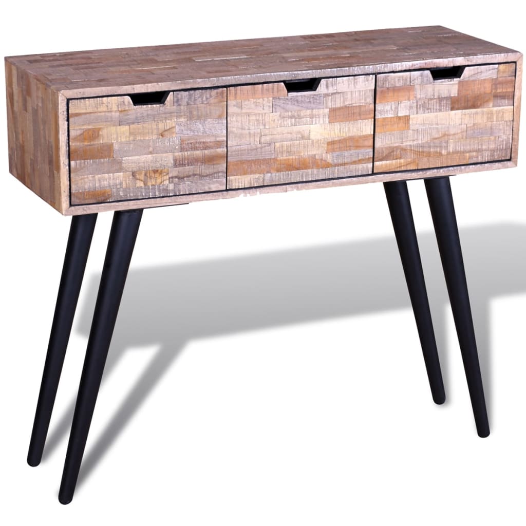 Wandtafel met 3 lades gerecycled teakhout – afbeelding 5