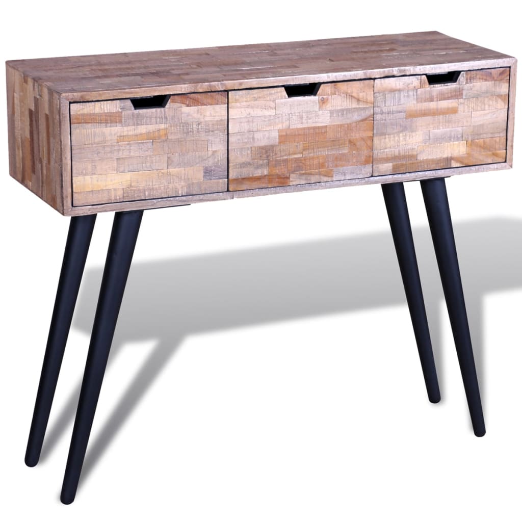 Wandtafel met 3 lades gerecycled teakhout – afbeelding 6