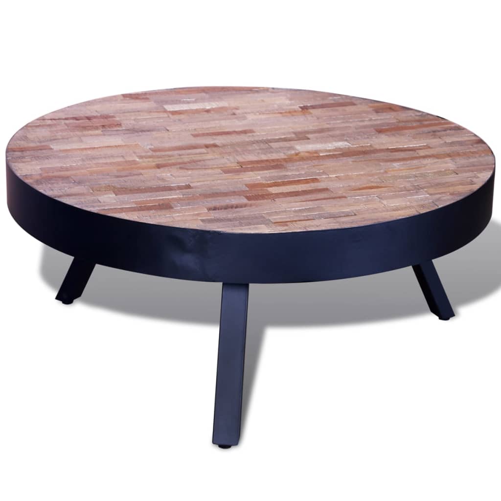 Salontafel rond gerecycled teakhout – afbeelding 1