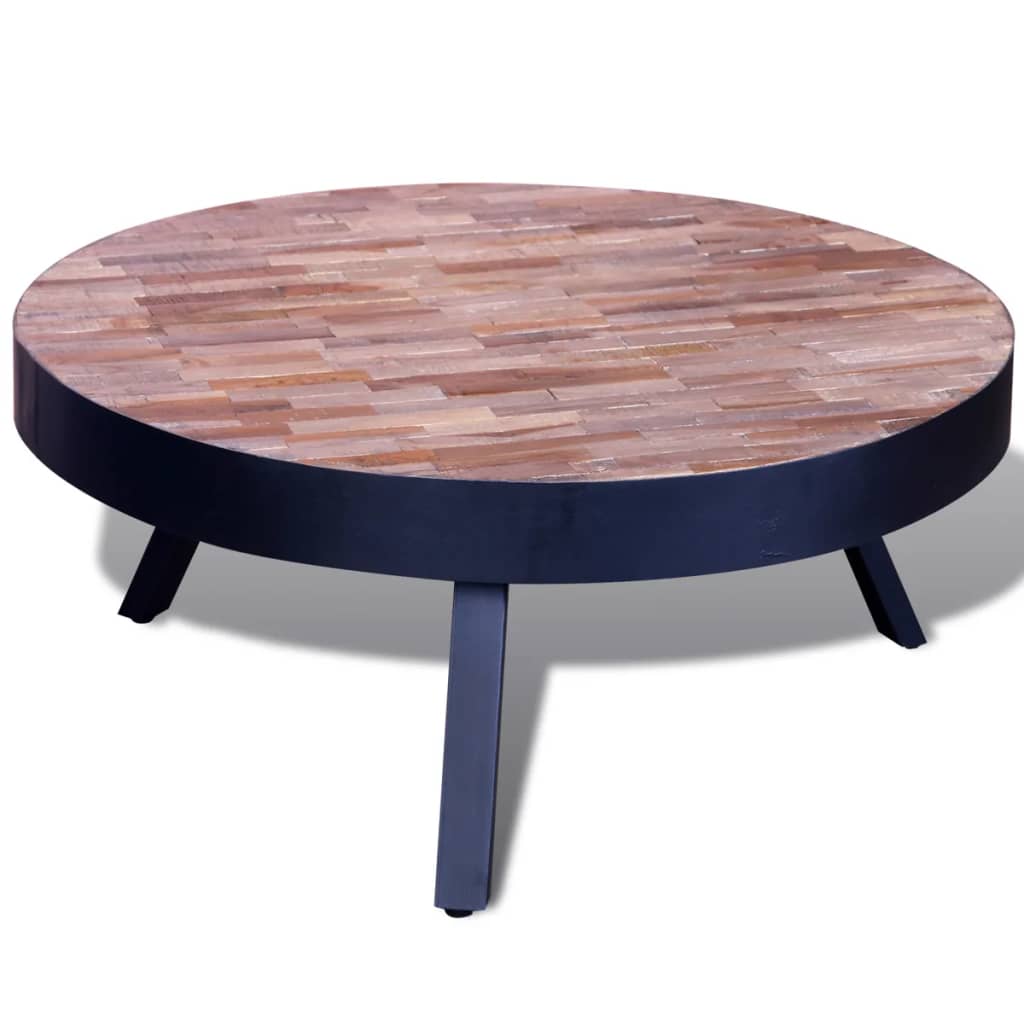 Salontafel rond gerecycled teakhout – afbeelding 4