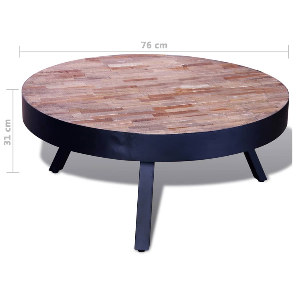 Salontafel rond gerecycled teakhout – afbeelding 6