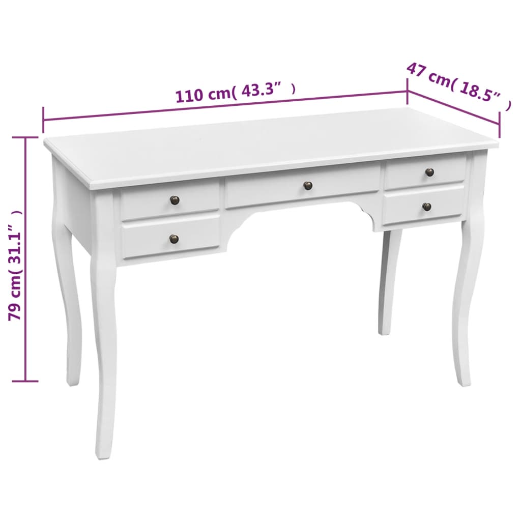 Bureau met gebogen poten en 5 lades Franse stijl – afbeelding 4