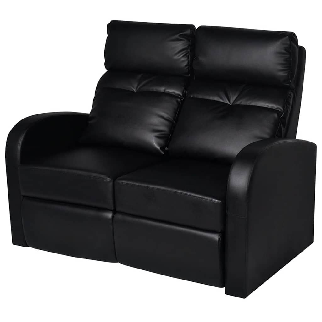 Relaxfauteuil 2-zits kunstleer zwart