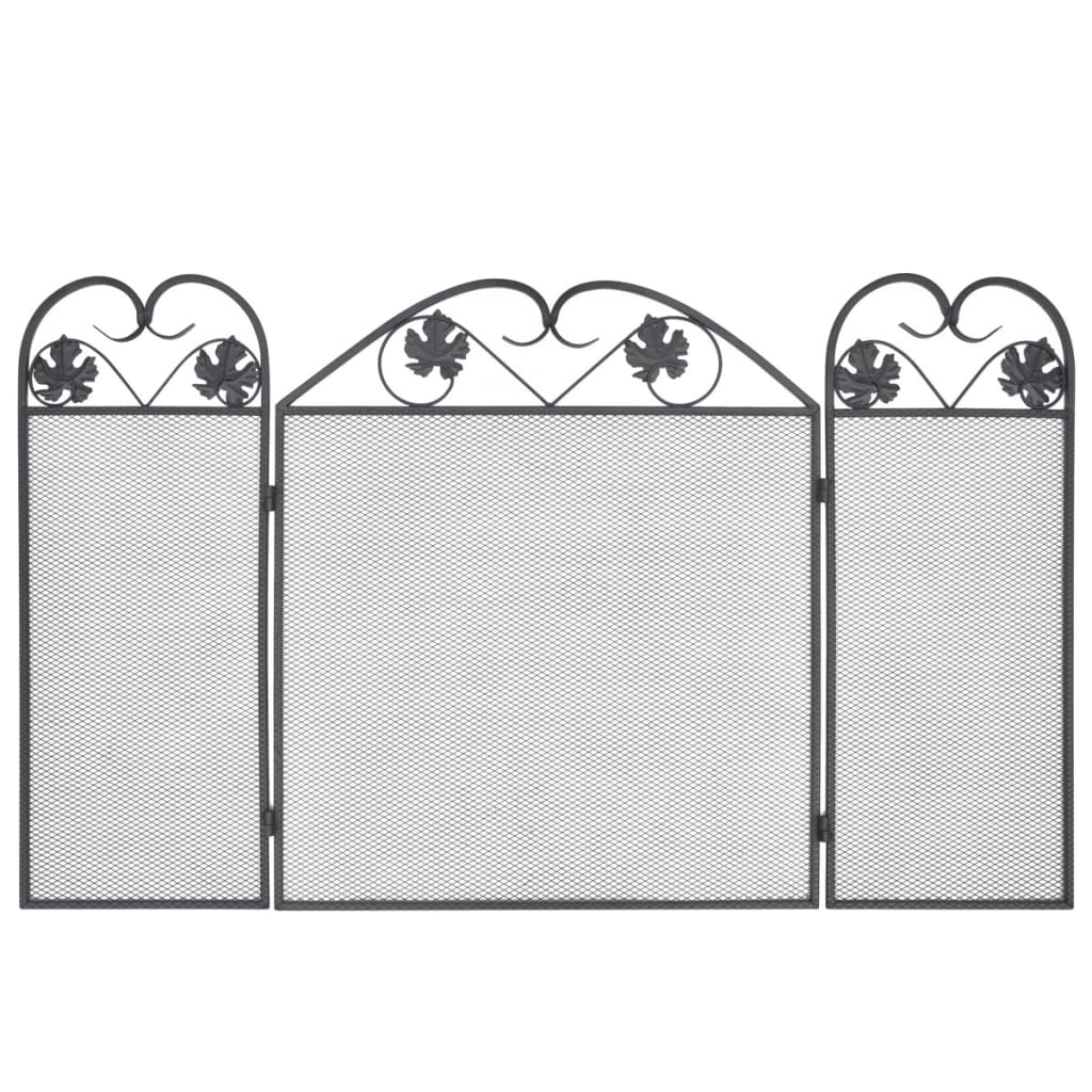 Haardscherm 3 panelen ijzer zwart – afbeelding 3