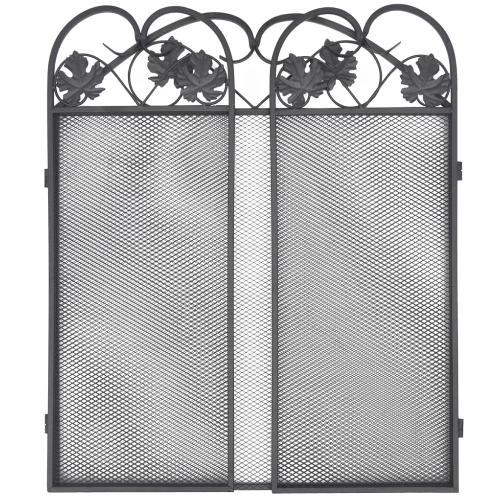 Haardscherm 3 panelen ijzer zwart – afbeelding 4
