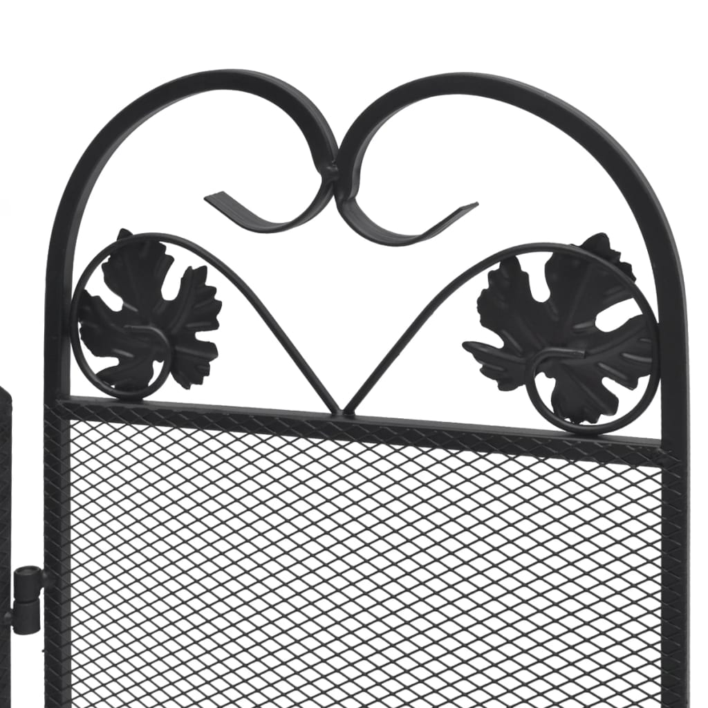 Haardscherm 3 panelen ijzer zwart – afbeelding 5