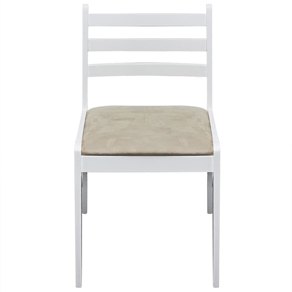 Eetkamerstoelen 4 st massief rubberwood en fluweel wit – afbeelding 3