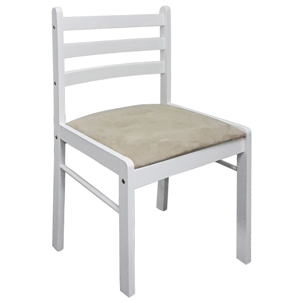 Eetkamerstoelen 4 st massief rubberwood en fluweel wit – afbeelding 4