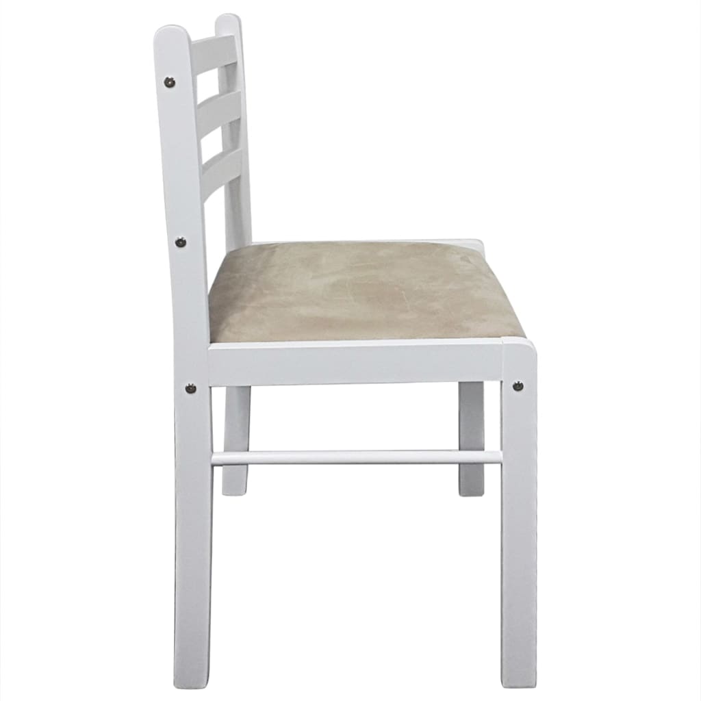 Eetkamerstoelen 4 st massief rubberwood en fluweel wit – afbeelding 5