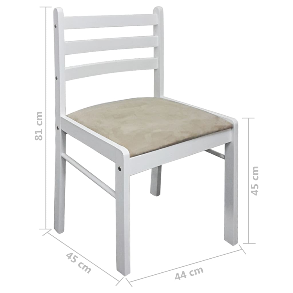 Eetkamerstoelen 4 st massief rubberwood en fluweel wit – afbeelding 6