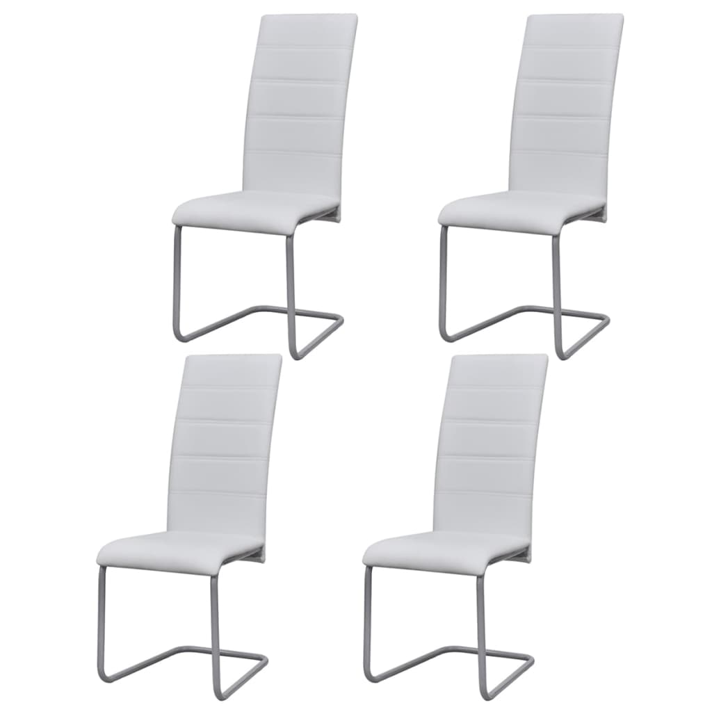 Eetkamerstoelen 4 st kunstleer wit – afbeelding 1