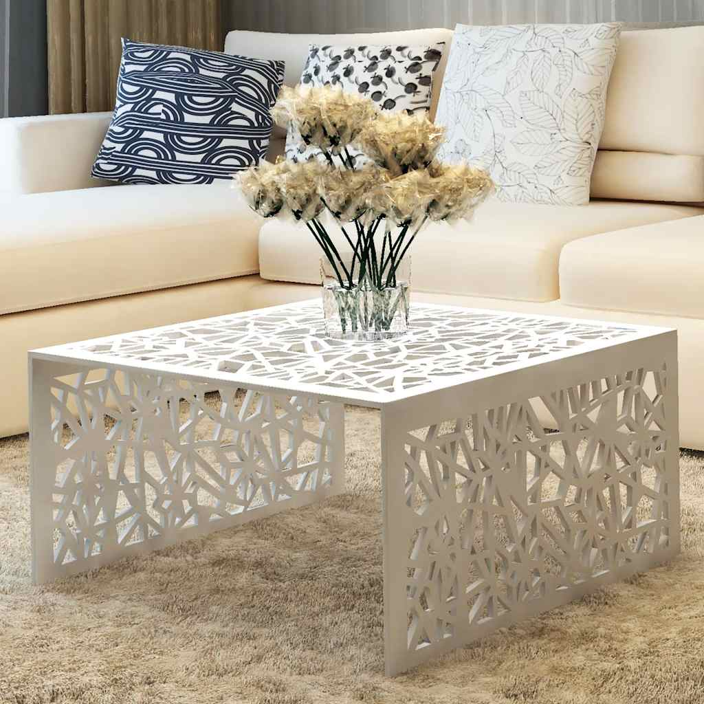 Salontafel opengewerkt ontwerp aluminium zilverkleurig