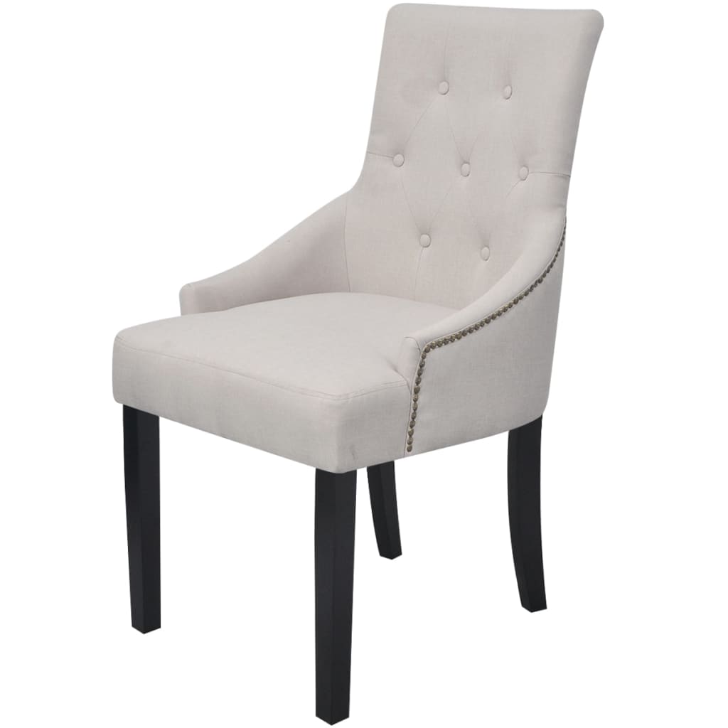 Eetkamerstoelen 2 st stof crèmegrijs – afbeelding 2