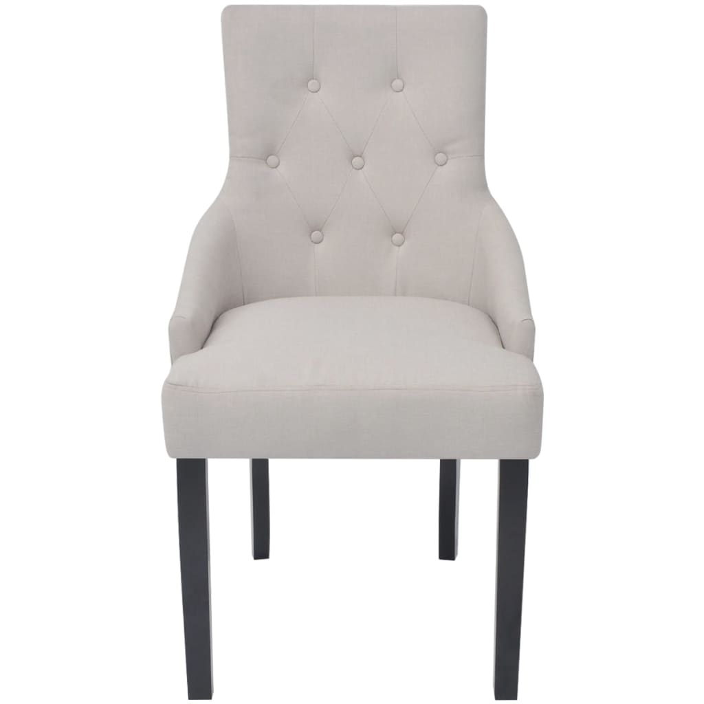 Eetkamerstoelen 2 st stof crèmegrijs – afbeelding 3