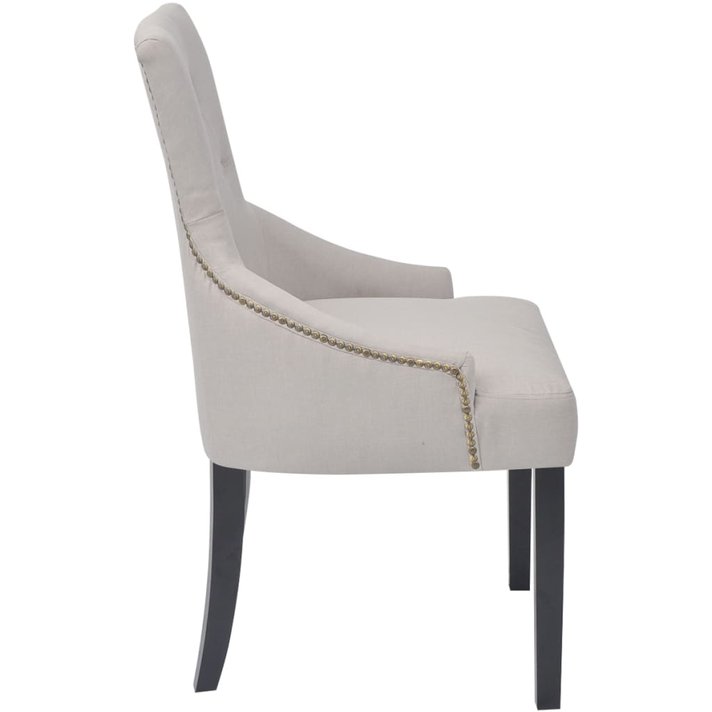 Eetkamerstoelen 2 st stof crèmegrijs – afbeelding 4