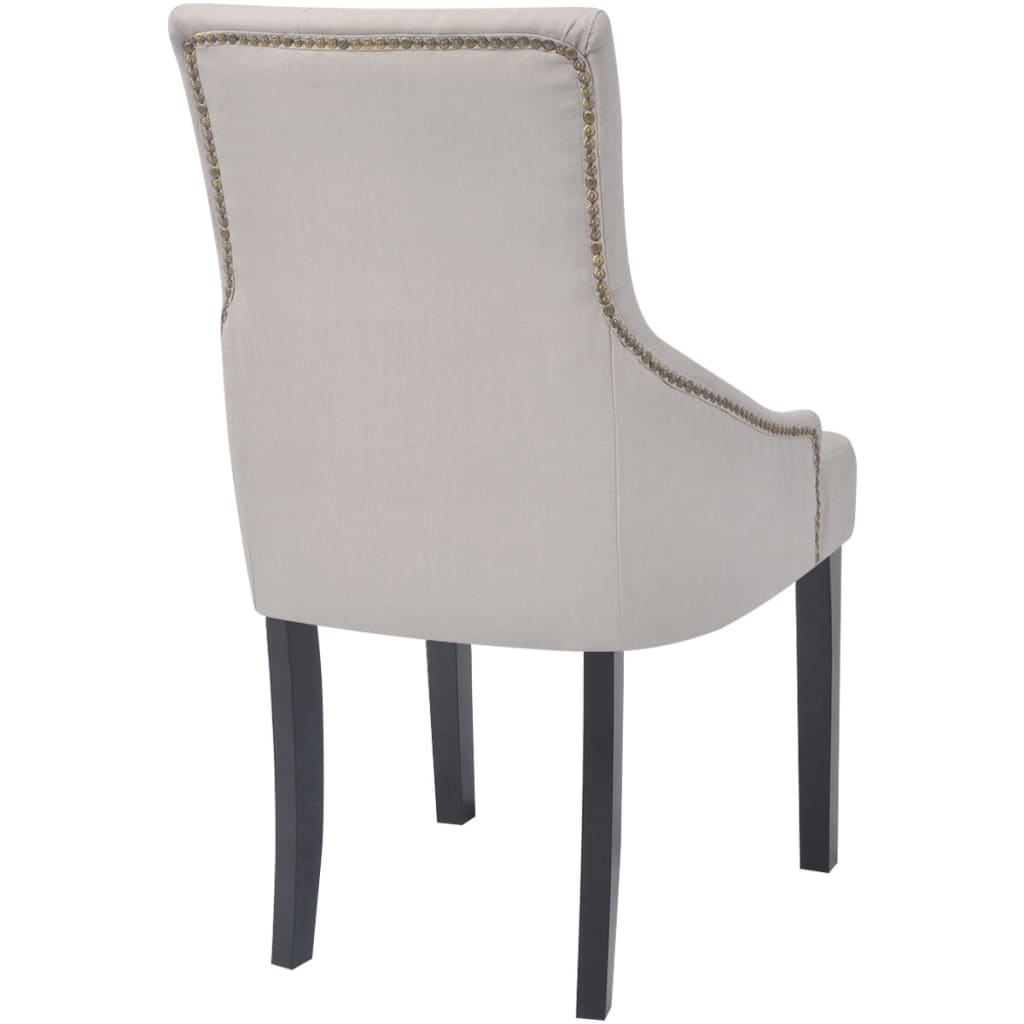 Eetkamerstoelen 2 st stof crèmegrijs – afbeelding 5