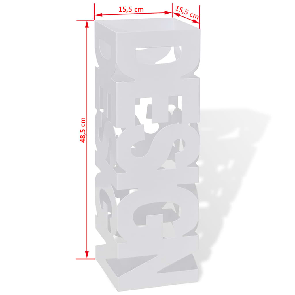Paraplu- en wandelstokhouder wit vierkant staal 48,5 cm – afbeelding 5
