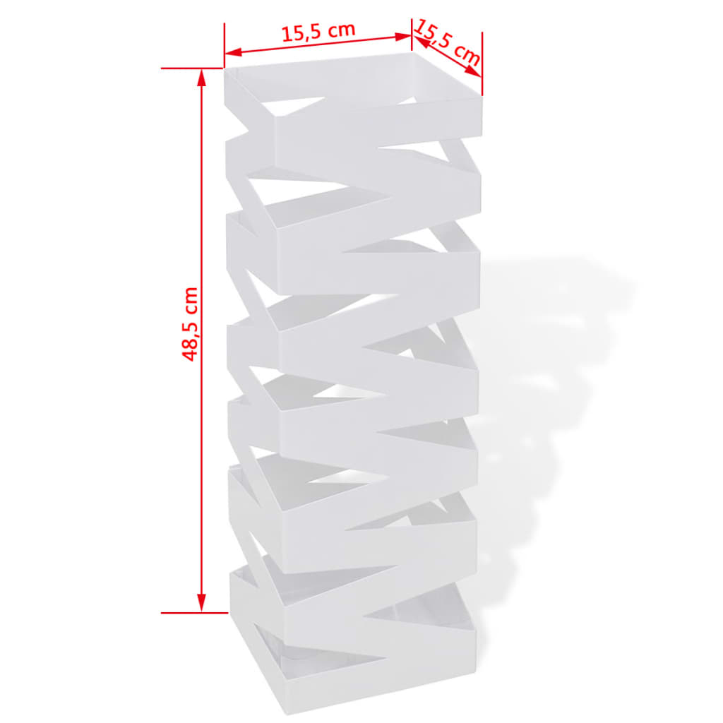 Paraplu- en wandelstokhouder strepen wit vierkant staal 48,5 cm – afbeelding 5
