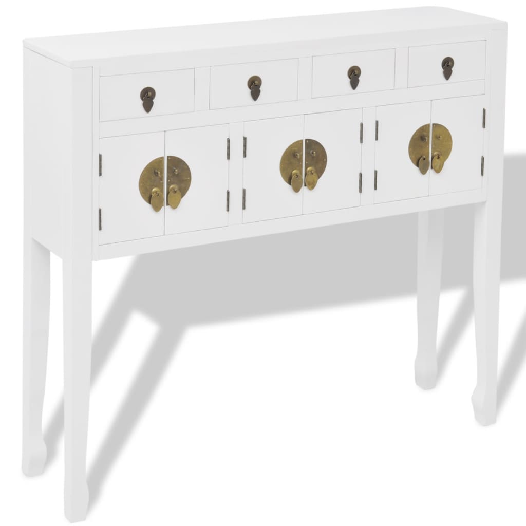 Dressoir Chinese stijl massief hout wit – afbeelding 2