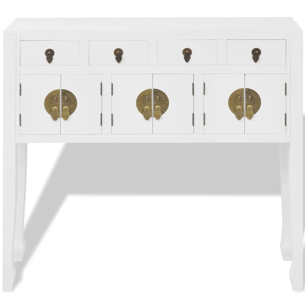 Dressoir Chinese stijl massief hout wit – afbeelding 3