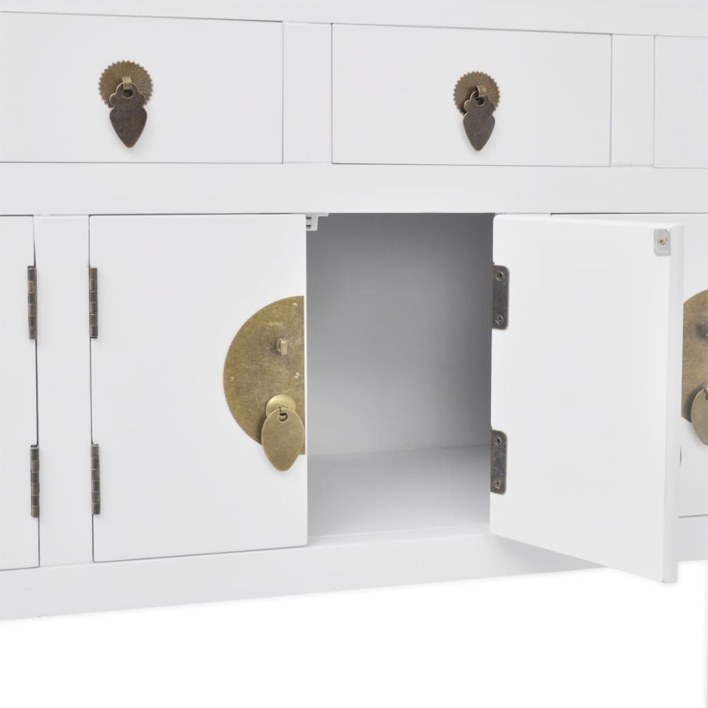 Dressoir Chinese stijl massief hout wit – afbeelding 6