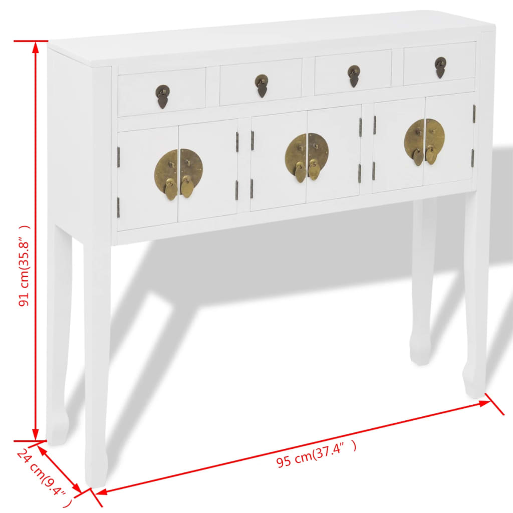 Dressoir Chinese stijl massief hout wit – afbeelding 8