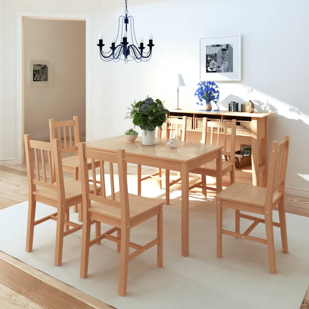 7-delige Eethoek grenenhout wit