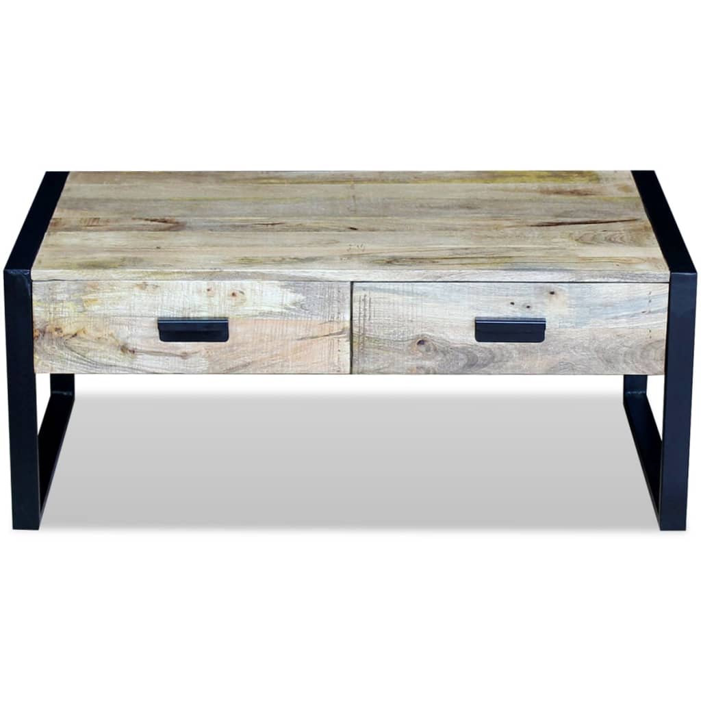 Salontafel met 2 lades 100x60x40 cm massief mangohout – afbeelding 6