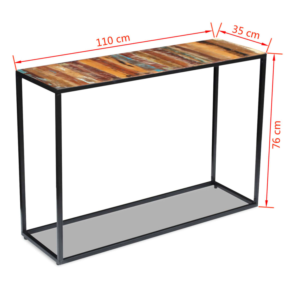 Wandtafel 110x35x76 cm massief gerecycled hout – afbeelding 8