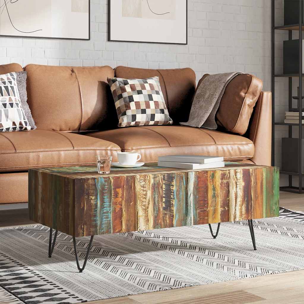 Salontafel 100x50x38 cm massief gerecycled hout – afbeelding 1