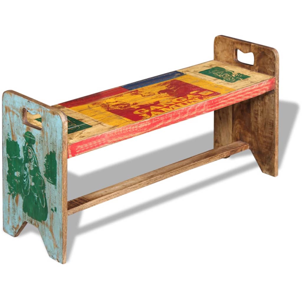 Bank 100x30x50 cm massief gerecycled hout – afbeelding 1