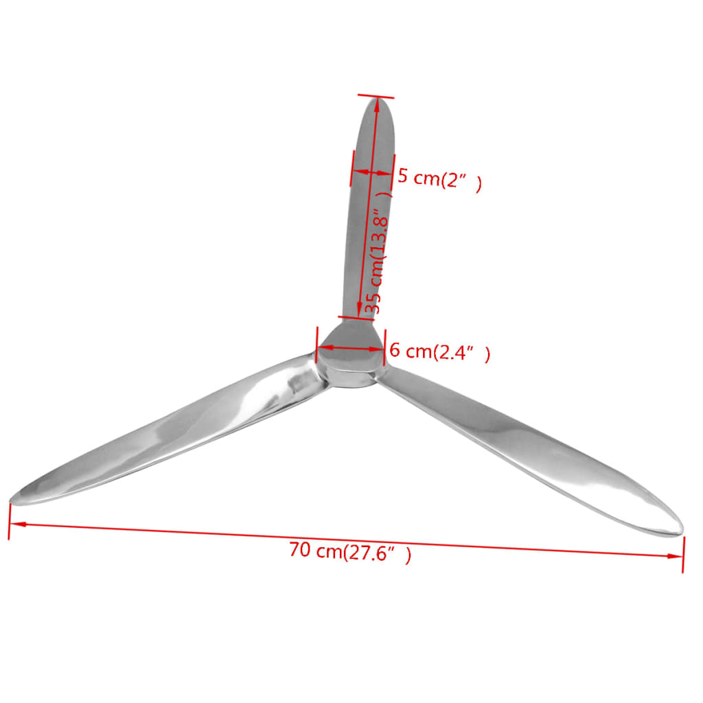 Propeller voor aan de muur 70 cm aluminium zilver – afbeelding 5
