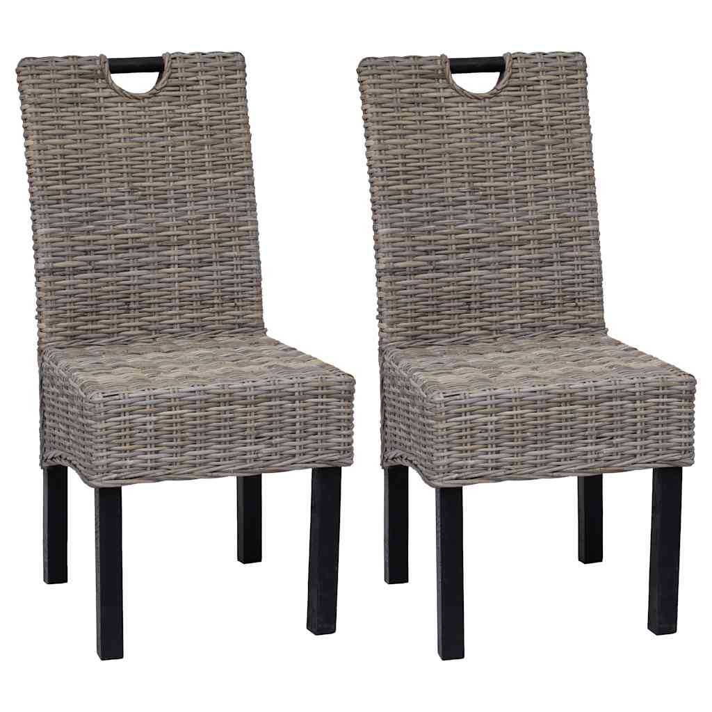 Eetkamerstoel Kubu 2 stuks rattan mangohout
