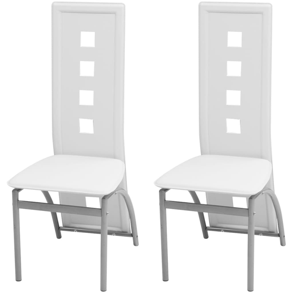 Eetkamerstoelen 2 st kunstleer wit – afbeelding 1