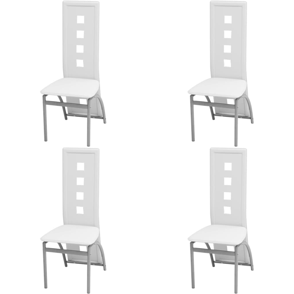 Eetkamerstoelen 4 st kunstleer wit