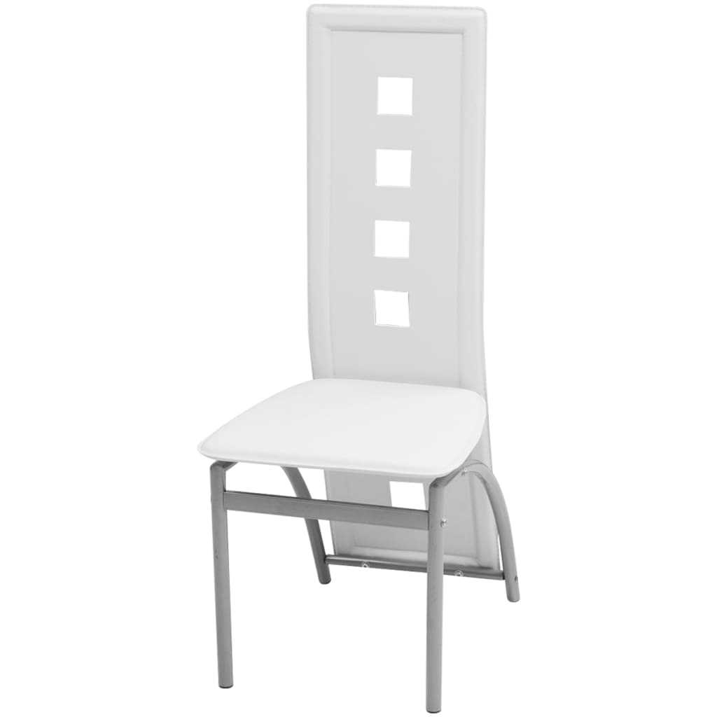 Eetkamerstoelen 4 st kunstleer wit – afbeelding 2