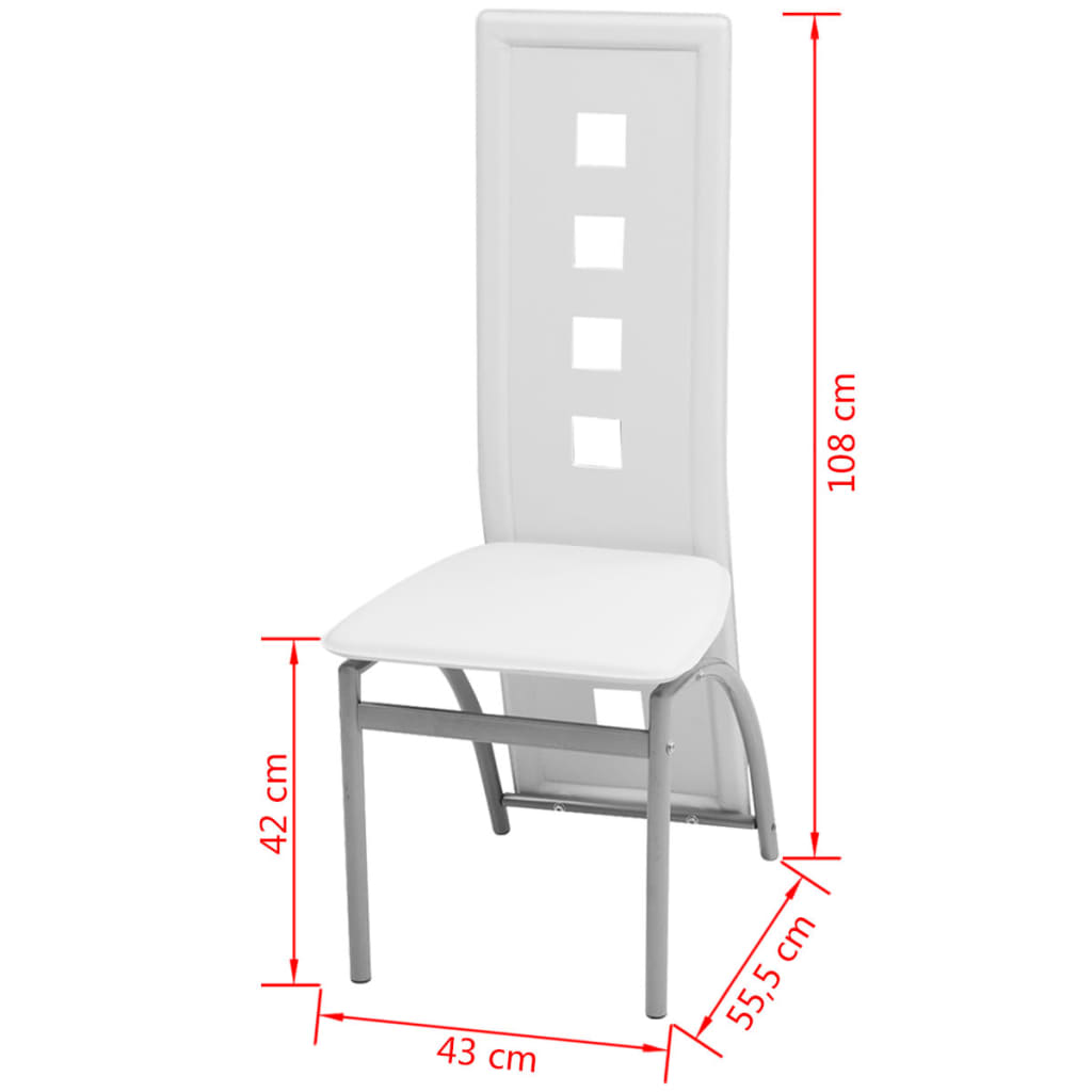 Eetkamerstoelen 4 st kunstleer wit – afbeelding 4