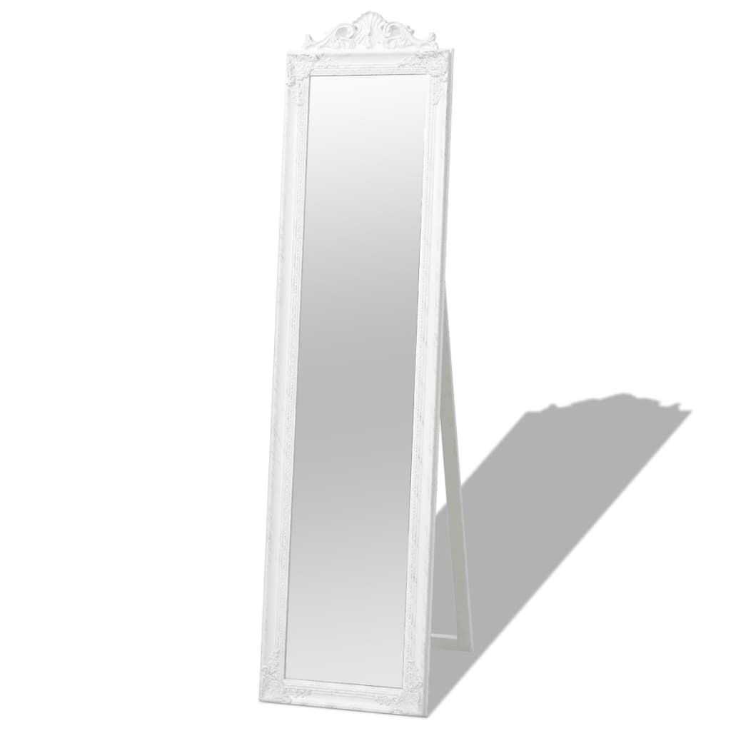 Spiegel vrijstaand barok stijl 160x40 cm wit – afbeelding 1