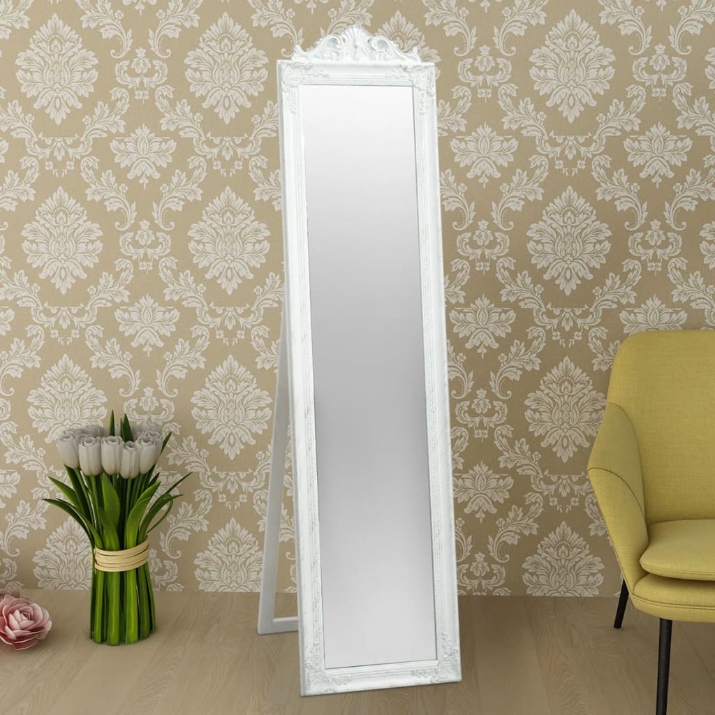 Spiegel vrijstaand barok stijl 160x40 cm wit – afbeelding 6