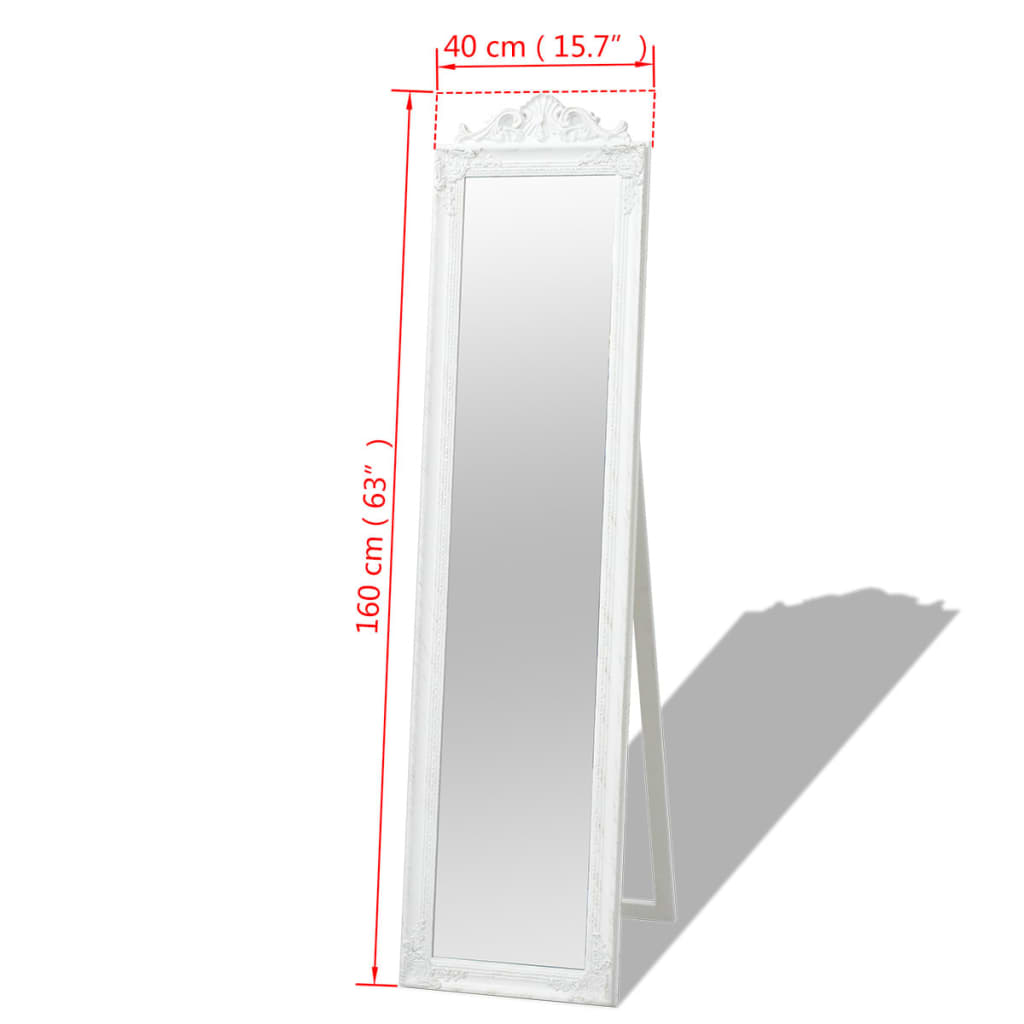 Spiegel vrijstaand barok stijl 160x40 cm wit – afbeelding 7