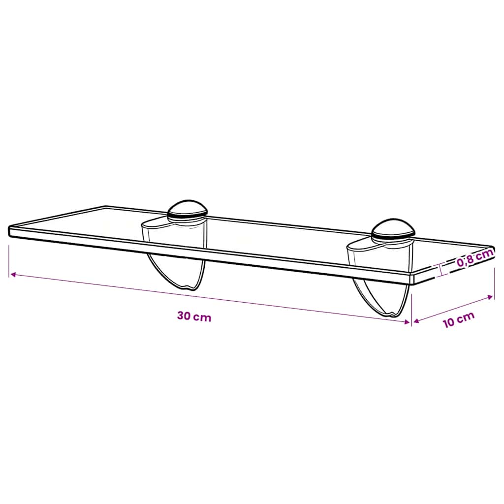 Zwevend schap 30x10 cm 8 mm glas – afbeelding 5