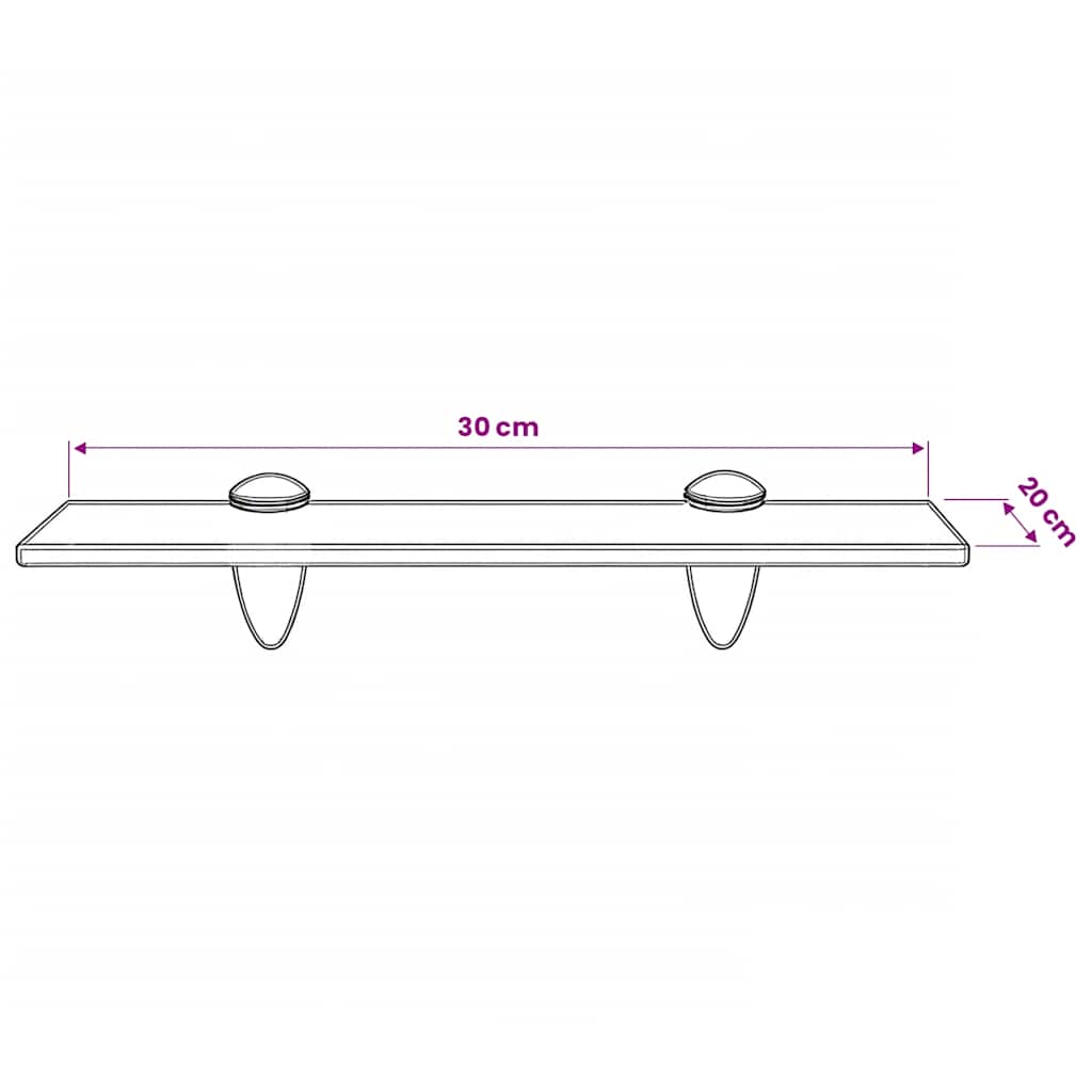 Zwevend schap 30x20 cm 8 mm glas – afbeelding 5
