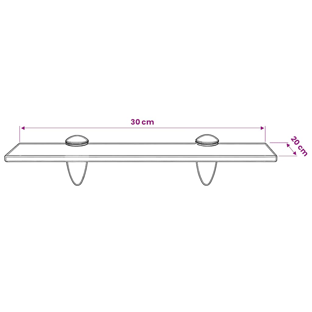 Zwevend schap 30x20 cm 8 mm glas – afbeelding 5