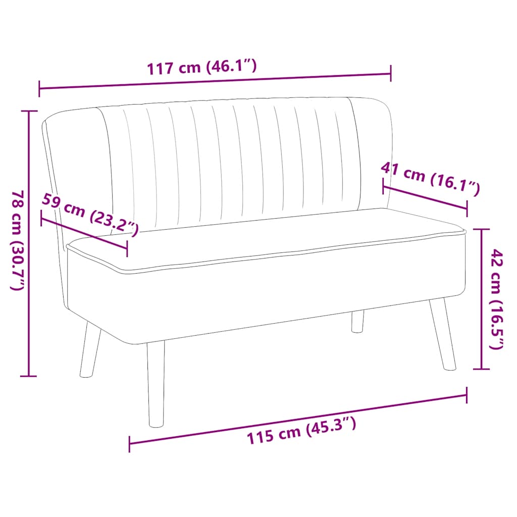 Bank 117x55,5x77 cm stof blauw – afbeelding 7